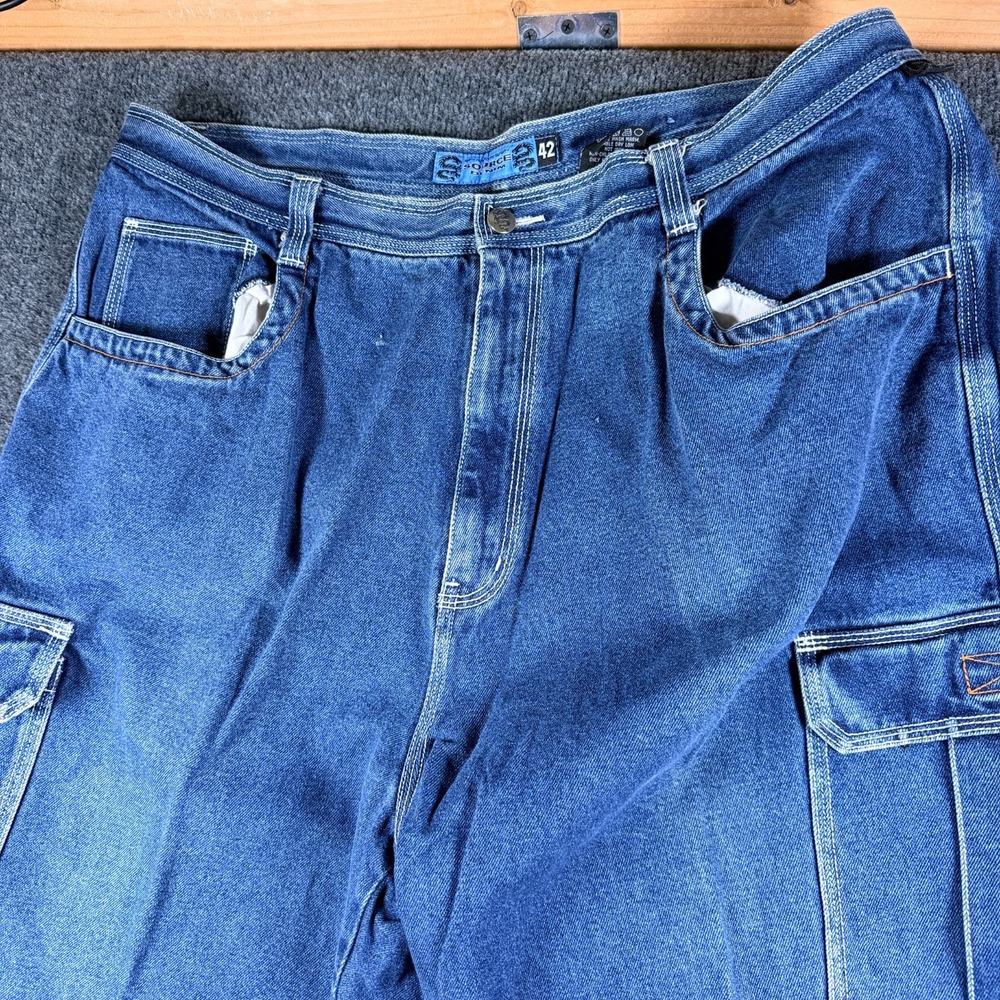 Vtg Source Baggy Jeans Mens‎ 42 Blue Denim Cotton All Day Comfort Cargo Pockets